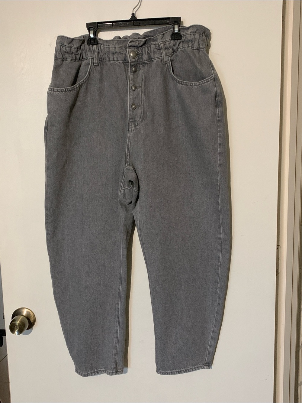 Zara Gray Paperbag Waist Barrell Jeans Size 10